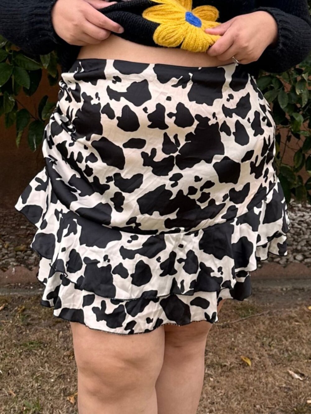 Flounce Cow Print Skirt Plus Size 18